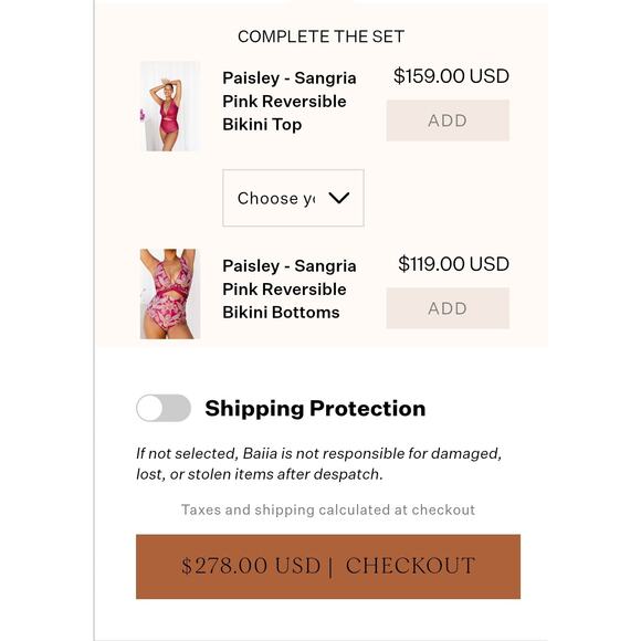 BAIIA Pink Paisley Reversible Shaping Modest Ultra High Waist Bottom US10 NWT - Picture 8 of 11